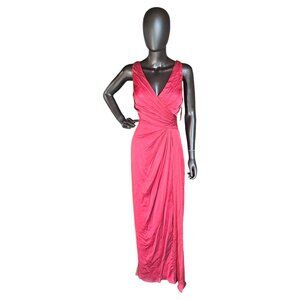 NWOT Red Shimmer V-Neck Crossback Formal Gown  - Belsoie